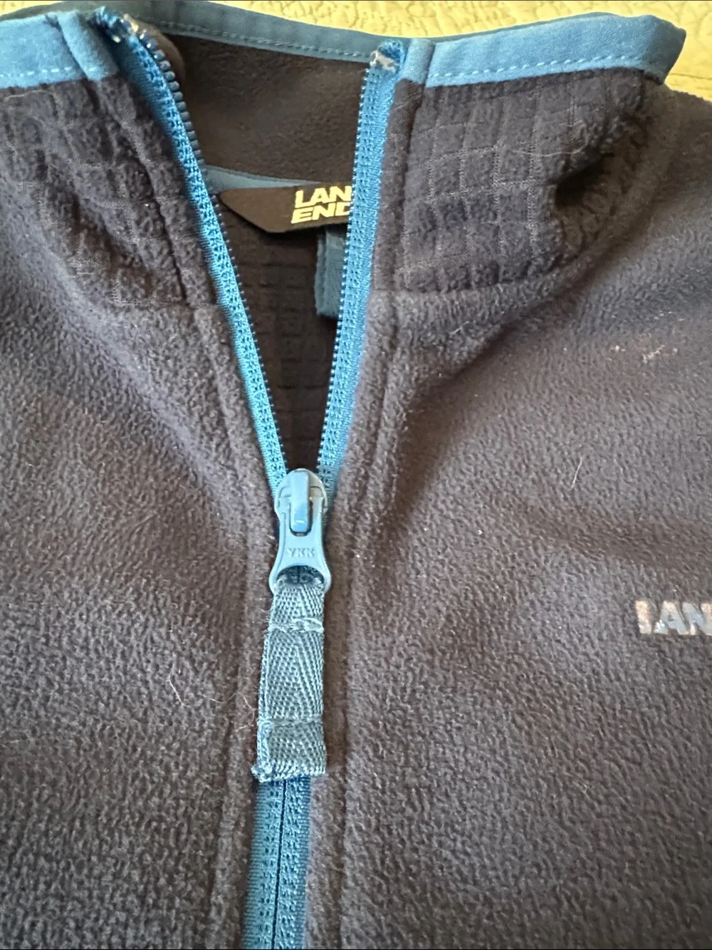 Lands' End Kids’ Dark Navy Full-Zip Performance Fleece with Blue Trim